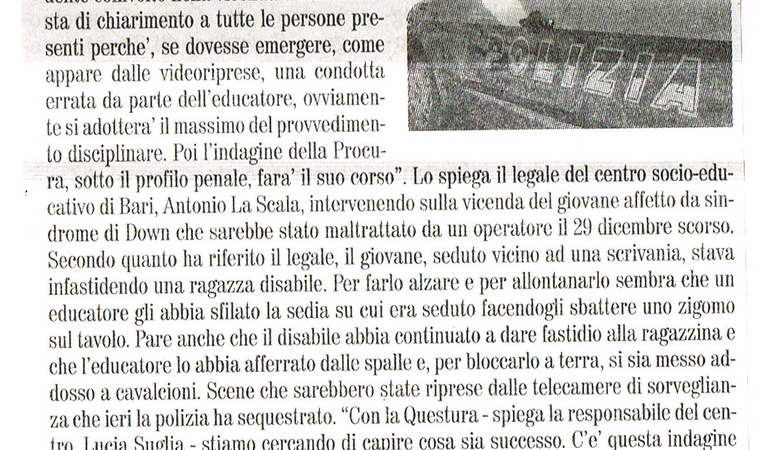 Disabile aggredito. Il legale del centro: 