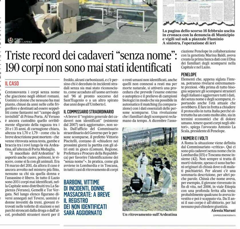 1 Triste record di cadaveri senza nome. Negli obitori romani 190 corpi non sono mai stati identificati