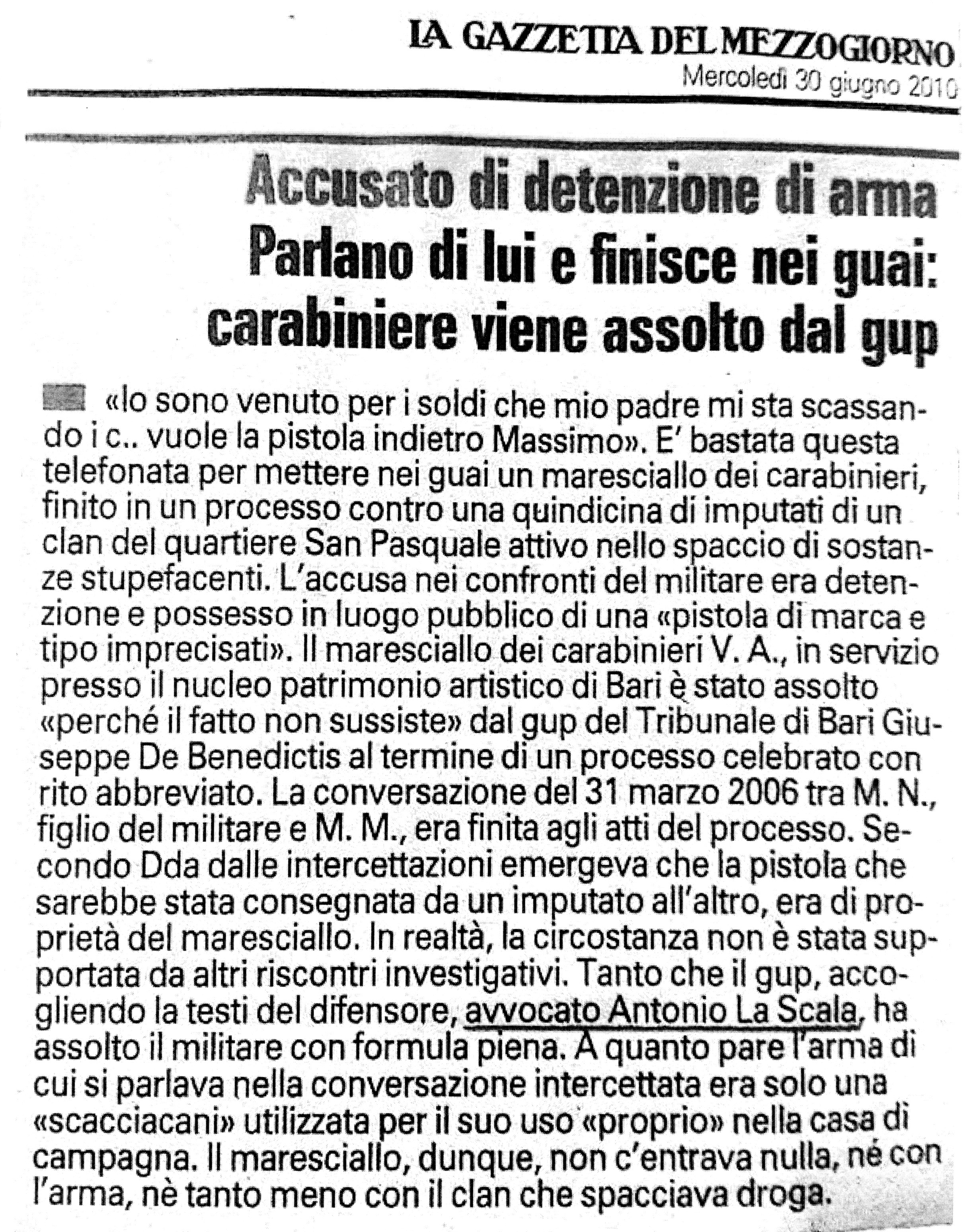 1 Accusato di detenzione di arma. Parlano di lui e finisce nei guai: carabiniere viene assolto dal gup