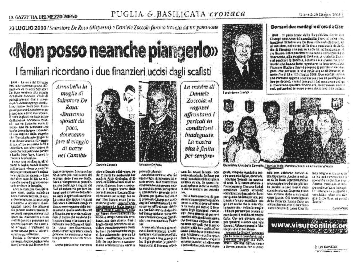 1 «Non posso neanche piangerlo». I familiari ricordano i due finanzieri uccisi dagli scafisti.