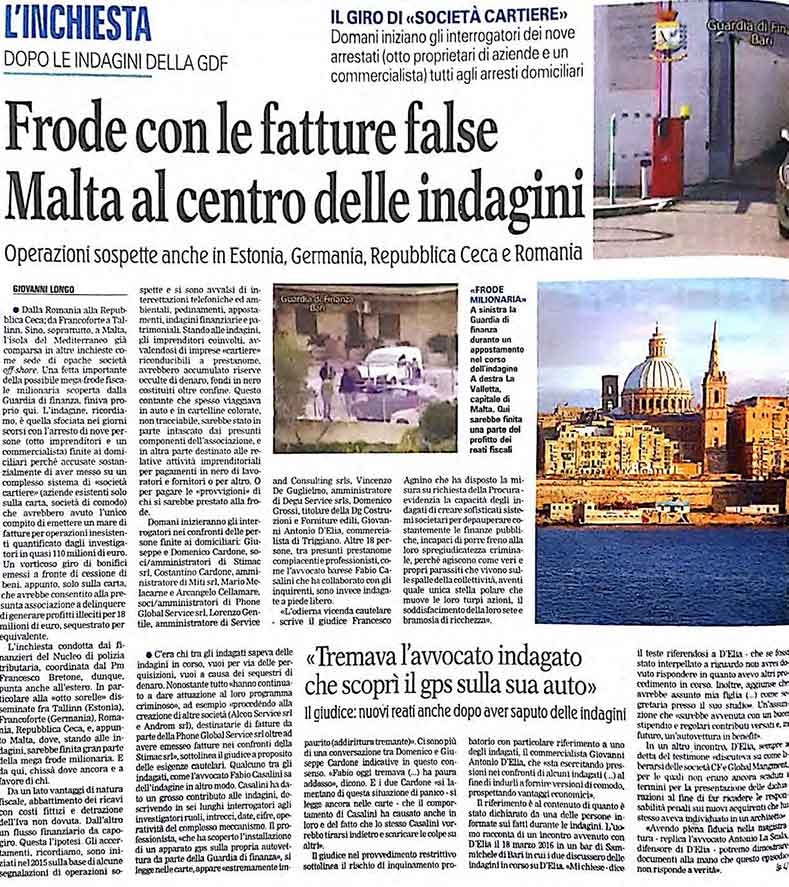 1 Milionaria frode fiscale scoperta dalla Guardia di Finanza.