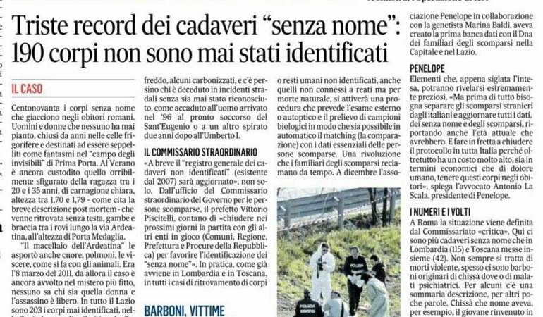 Triste record di cadaveri senza nome. Negli obitori romani 190 corpi non sono mai stati identificati