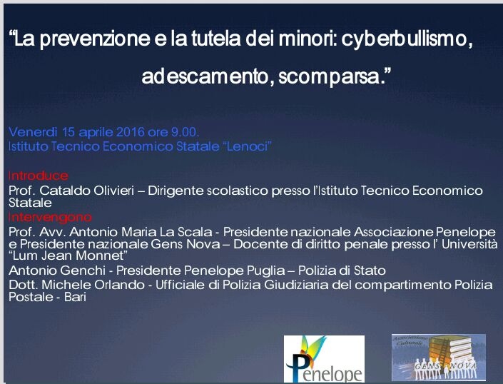 1 La prevenzione e la tutela dei minori: cyberbullismo, adescamento, scomparsa.