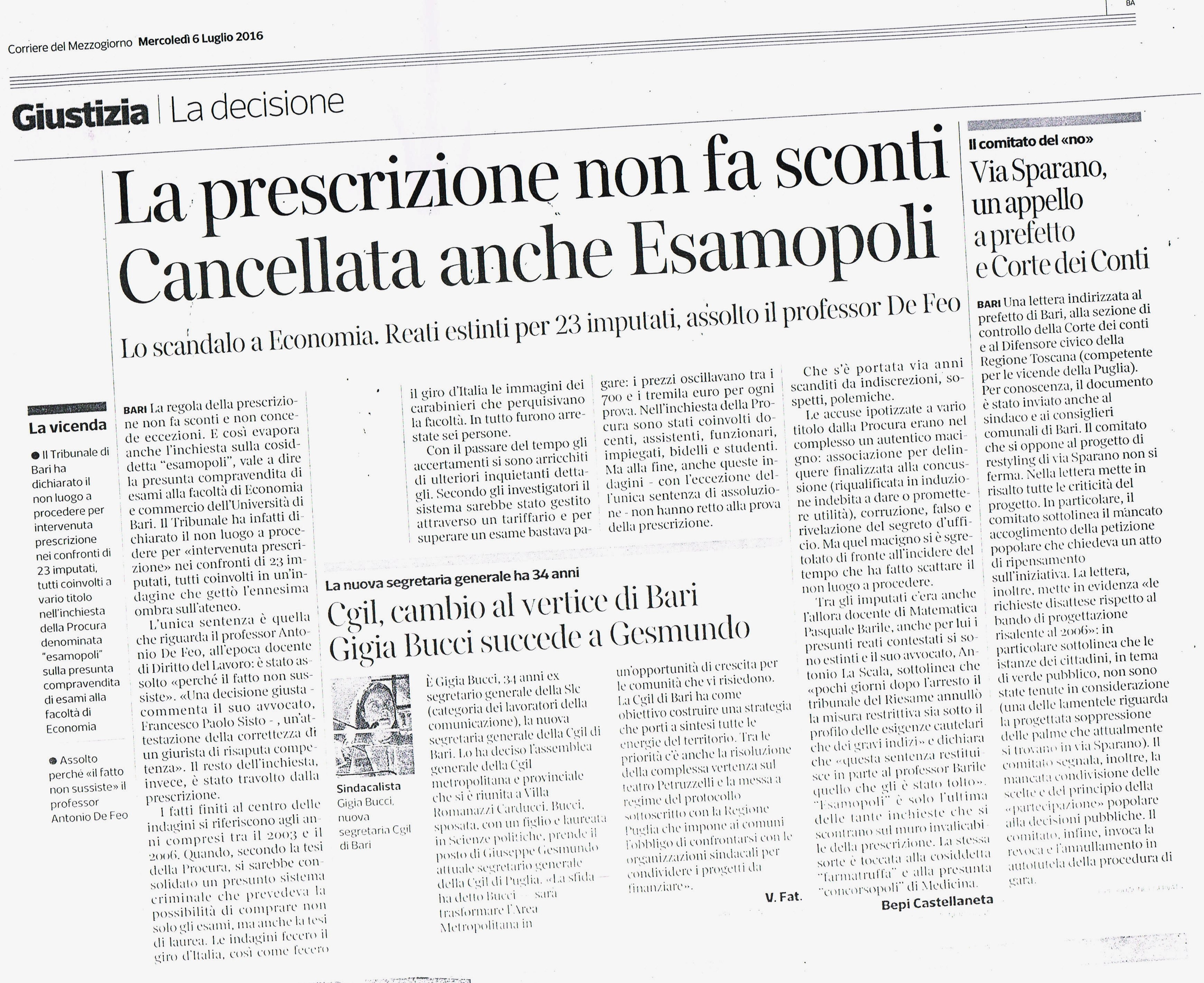1 La prescrizione non fa sconti Cancellata anche Esamopoli