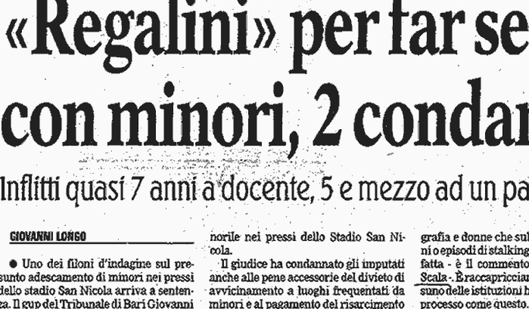 Prostituzione minorile a Bari: Regali in cambio di sesso