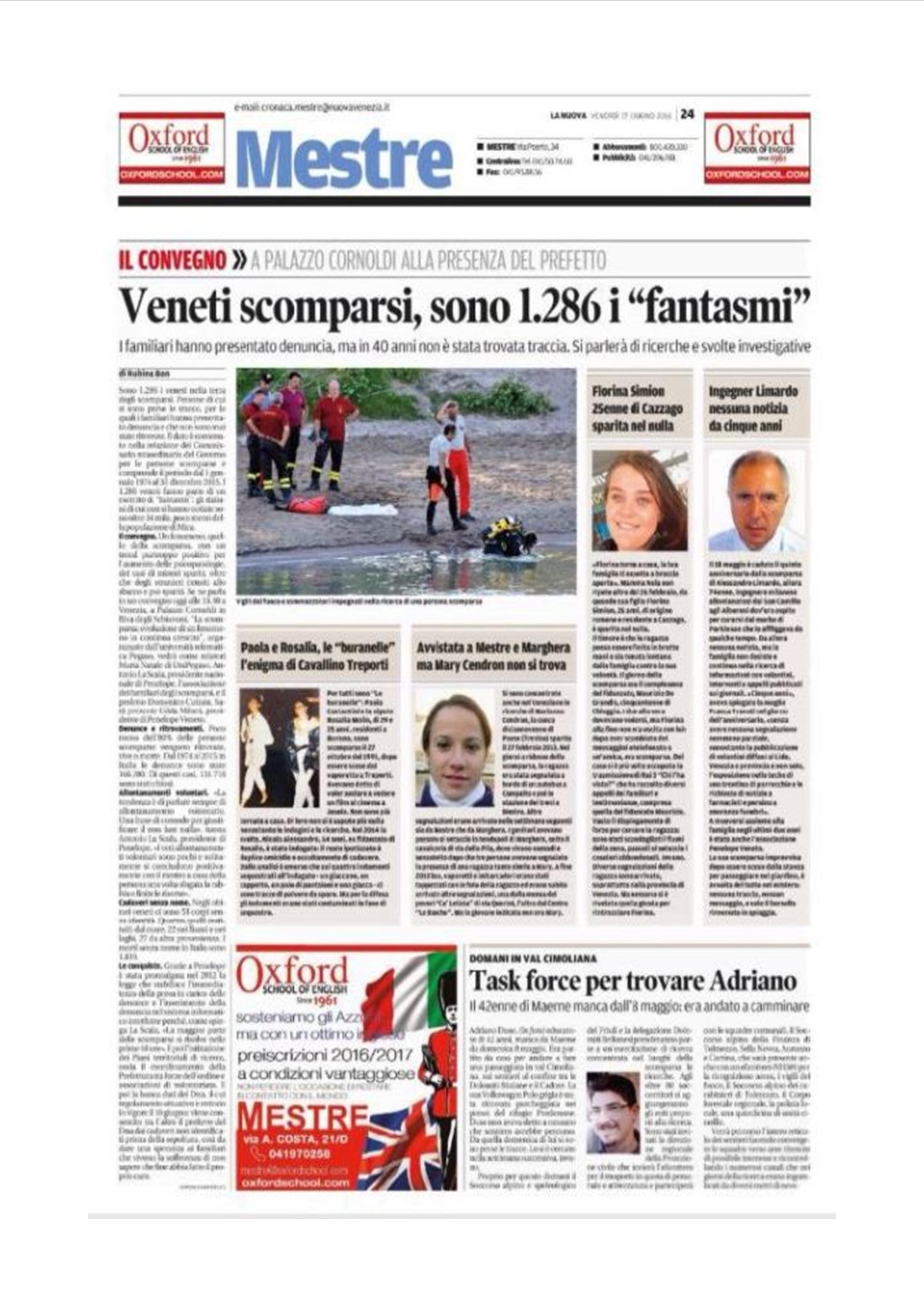 1 Veneti scomparsi, sono 1286 i 