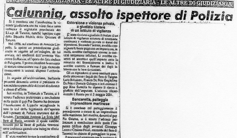 Calunnia, assolto ispettore di Polizia