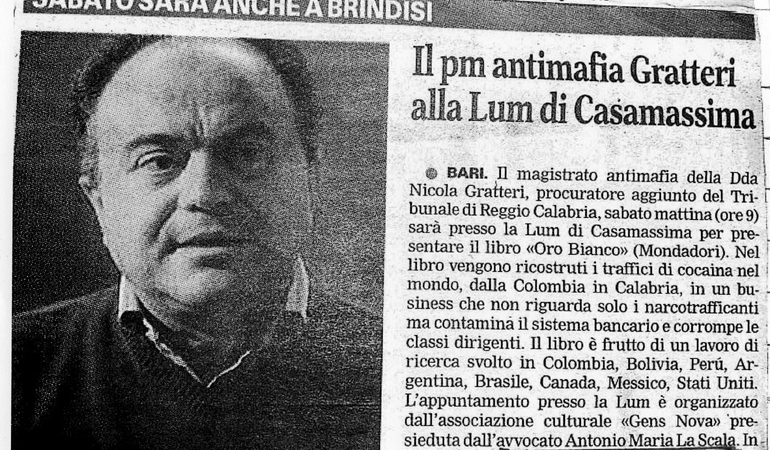 Il pm antimafia Gratteri all'Università Lum Jean Monnet di Casamassima