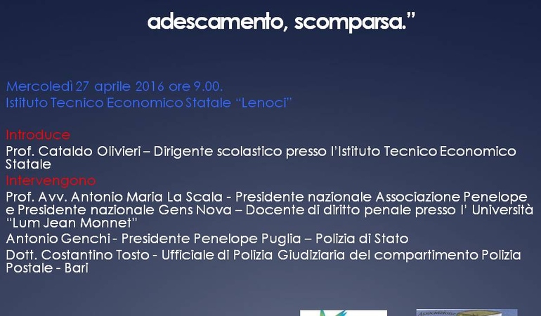 La prevenzione e la tutela dei minori: cyeberbullismo, adescamento e scomparsa.